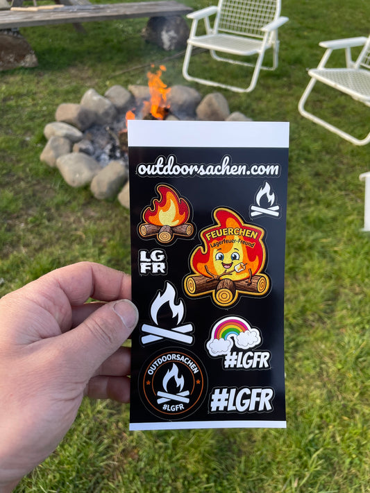 Stickerbogen #LGFR – Outdoor & Lagerfeuer Sticker-Set